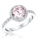 Load image into Gallery viewer, Sterling Silver Light Pink Cubic Zirconia Halo Ring -JOOLS by Jenny Brown
