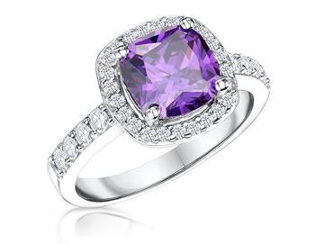 Sterling Silver  Amethyst Zirconia 3 Carat Ring - JOOLS By Jenny Brown