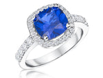 Load image into Gallery viewer, Sterling Silver  Blue Sapphire Zirconia 3 Carat Cushion Cut  Ring - JOOLS By Jenny Brown
