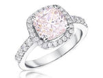 Load image into Gallery viewer, Sterling Silver And 3 Carat Halo Cushion Cut Light Pink  Zirconia Ring - JOOLS By Jenny Brown
