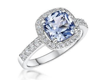 Sterling Silver And 3 Carat Cushion Cut Blue Topaz Zirconia Ring - JOOLS By Jenny Brown