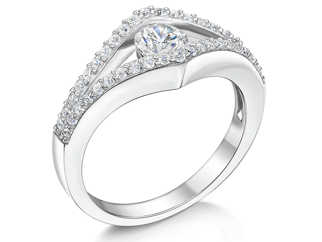 Sterling Silver Marquise Shape  Ring  Set With A Half Carat Centre StoneRings - JOOLS By Jenny Brown