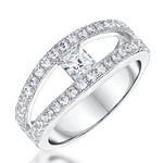 Load image into Gallery viewer, Sterling Silver Open Split Band Ring With a 0.39 Carat Square Princess StoneRings - JOOLS By Jenny Brown
