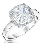 Load image into Gallery viewer, Sterling Silver White  Cubic Zirconia 3 Carat  Halo Cushion Cut  RingRings - JOOLS By Jenny Brown
