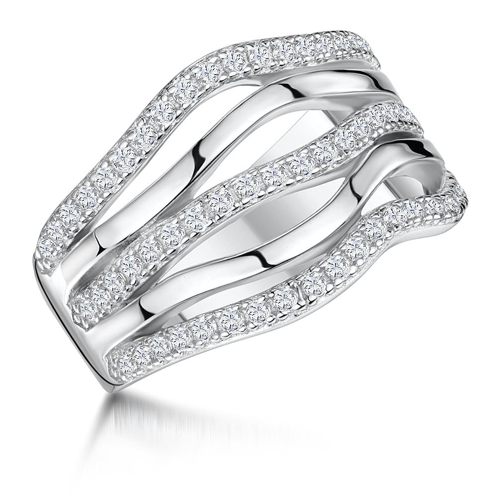 Sterling Silver Five Open Band Ring - JOOLS By Jenny Brown