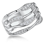 Load image into Gallery viewer, Sterling Silver Ring With Four Open Twisted  Bands Half  Set With Cubic Zirconia Stones- JOOLS By Jenny Brown
