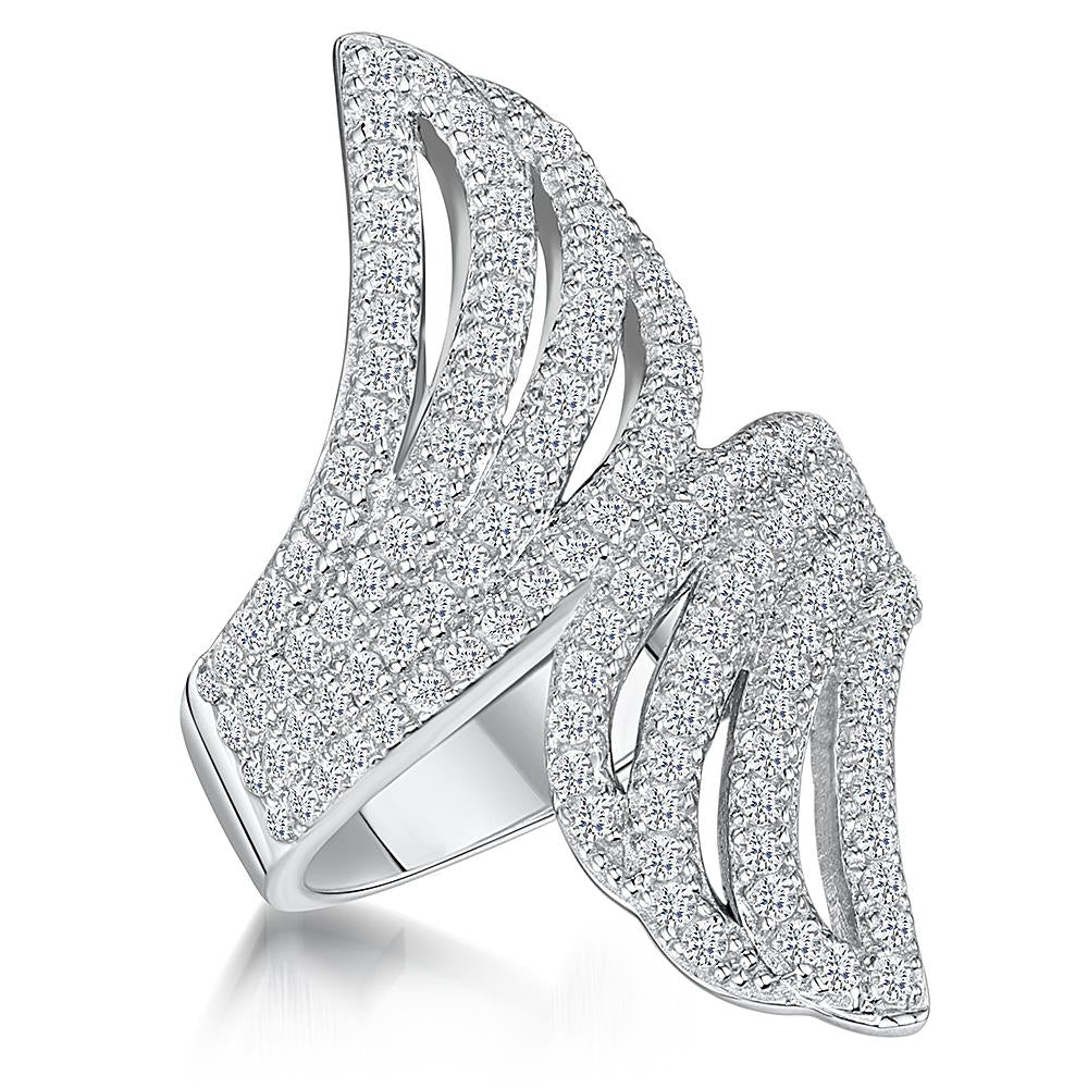 Sterling Silver  Cubic Zirconia Wing Ring - JOOLS By Jenny Brown