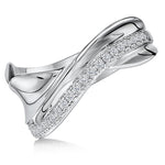 Load image into Gallery viewer, Sterling Silver Twisted Band Ring  Set With Cubic Zirconia Stones - JOOLS By Jenny Brown

