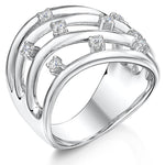 Load image into Gallery viewer, Sterling Silver Cubic Zirconia  Stranded  Ring - JOOLS By Jenny Brown
