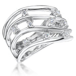 Load image into Gallery viewer, Sterling Silver Cubic Zirconia  Stranded  Ring - JOOLS By Jenny Brown
