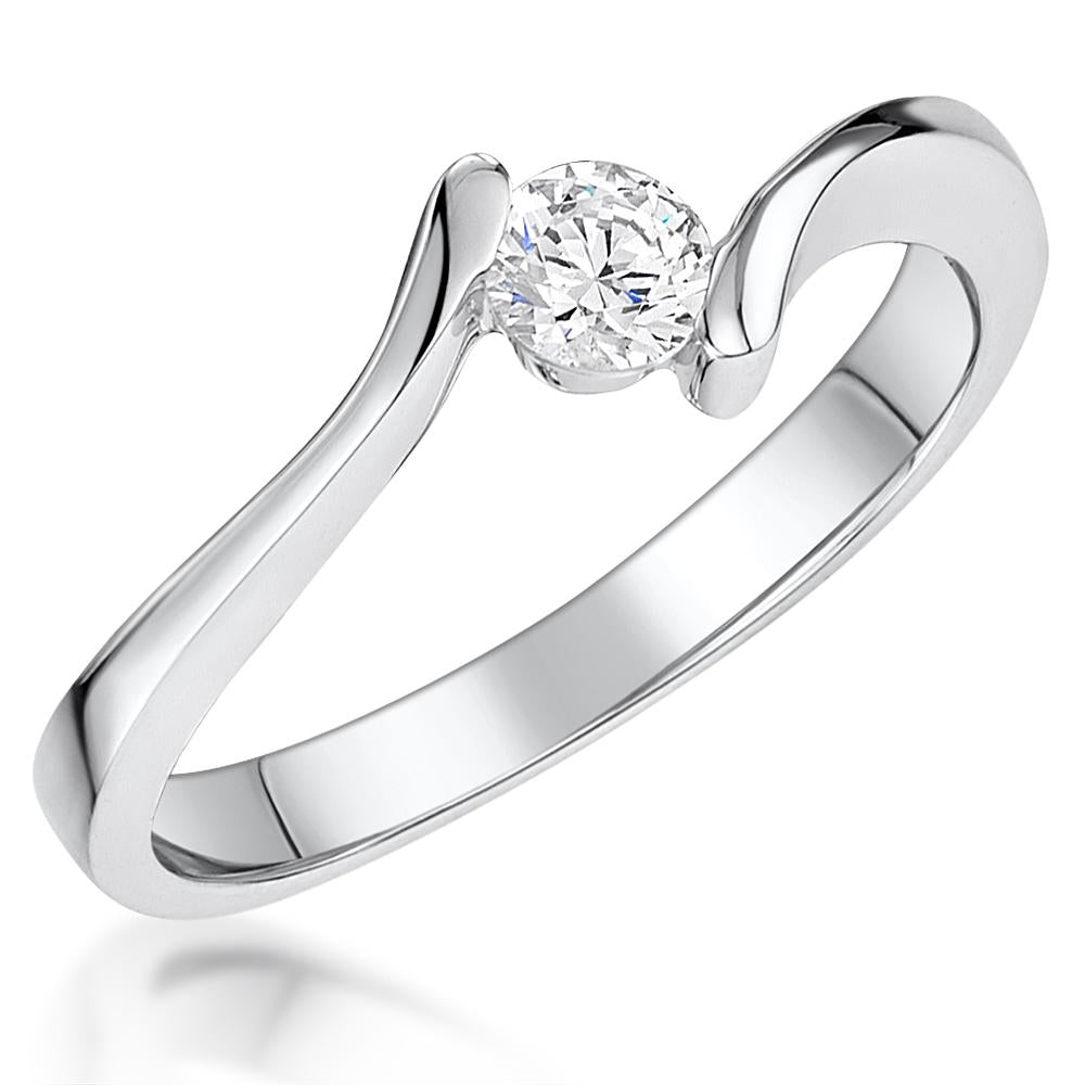 Sterling Silver Offset Solitaire Ring Set With A Quarter Carat  Cubic Zirconia Stone - JOOLS By Jenny Brown