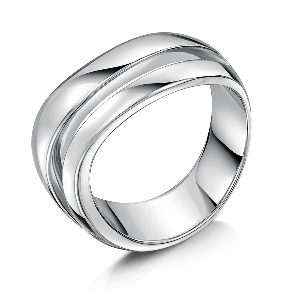 Sterling Silver Solid  Polished Double Row Wave Ring JOOLS by Jenny Brown