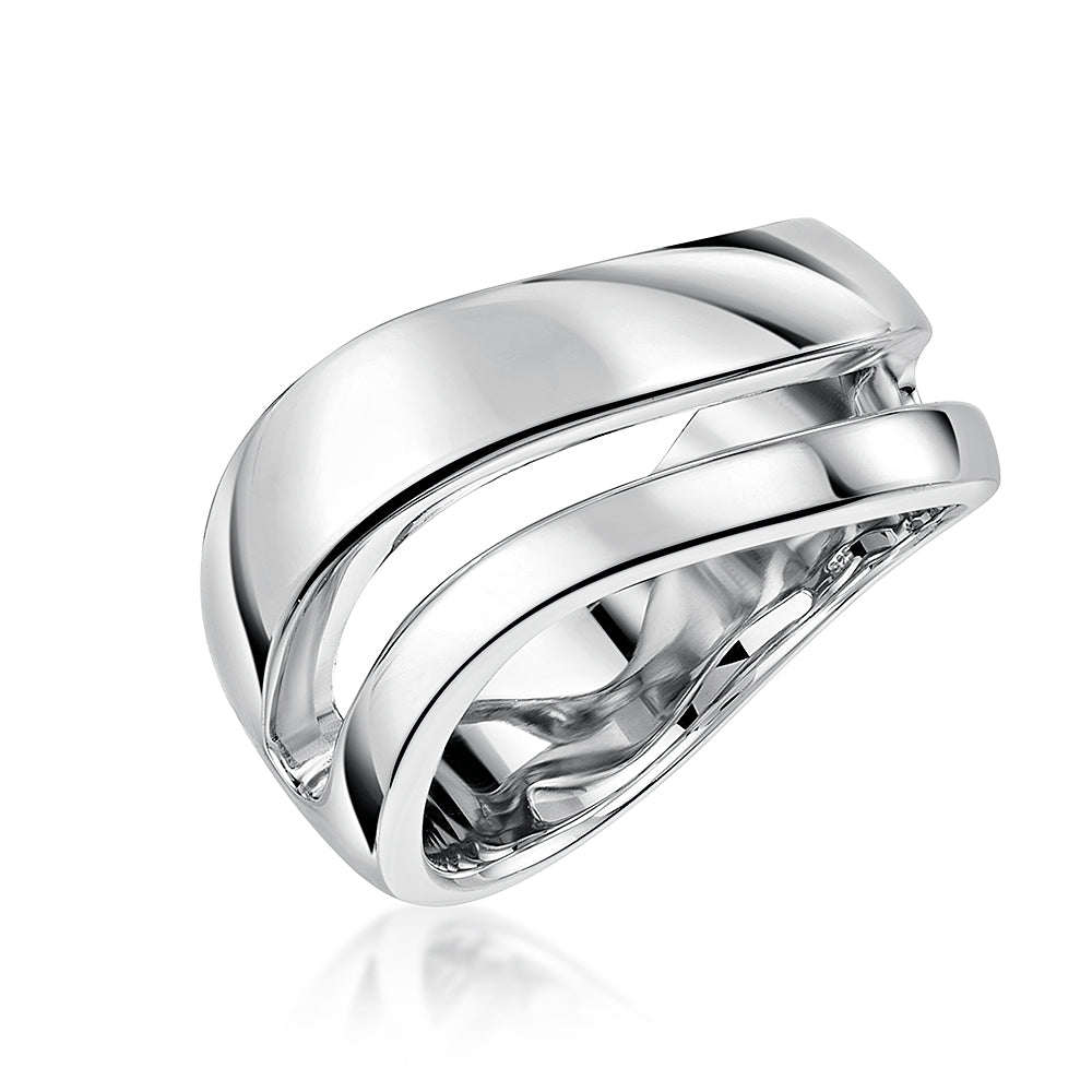 Sterling Silver Solid  Polished Double Row Wave Ring JOOLS by Jenny Brown
