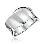 Load image into Gallery viewer, A sterling silver wide concave wave ring with a polished finish-JOOLS by Jenny Brown
