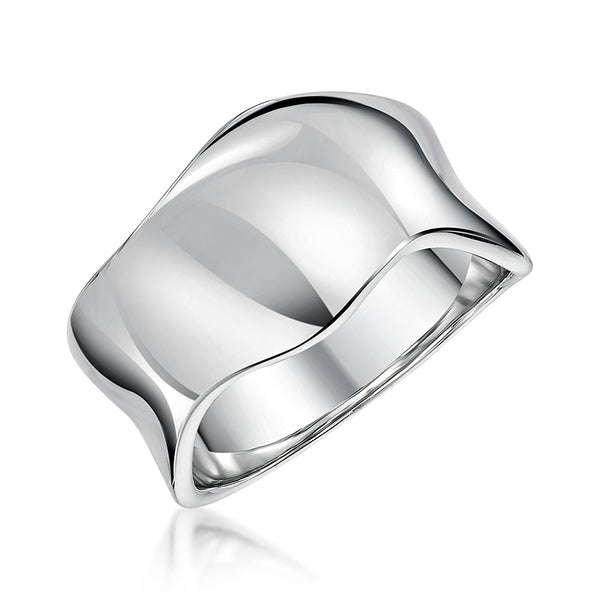 Sterling Silver Wide Concave Wave Ring JOOLS by Jenny Brown