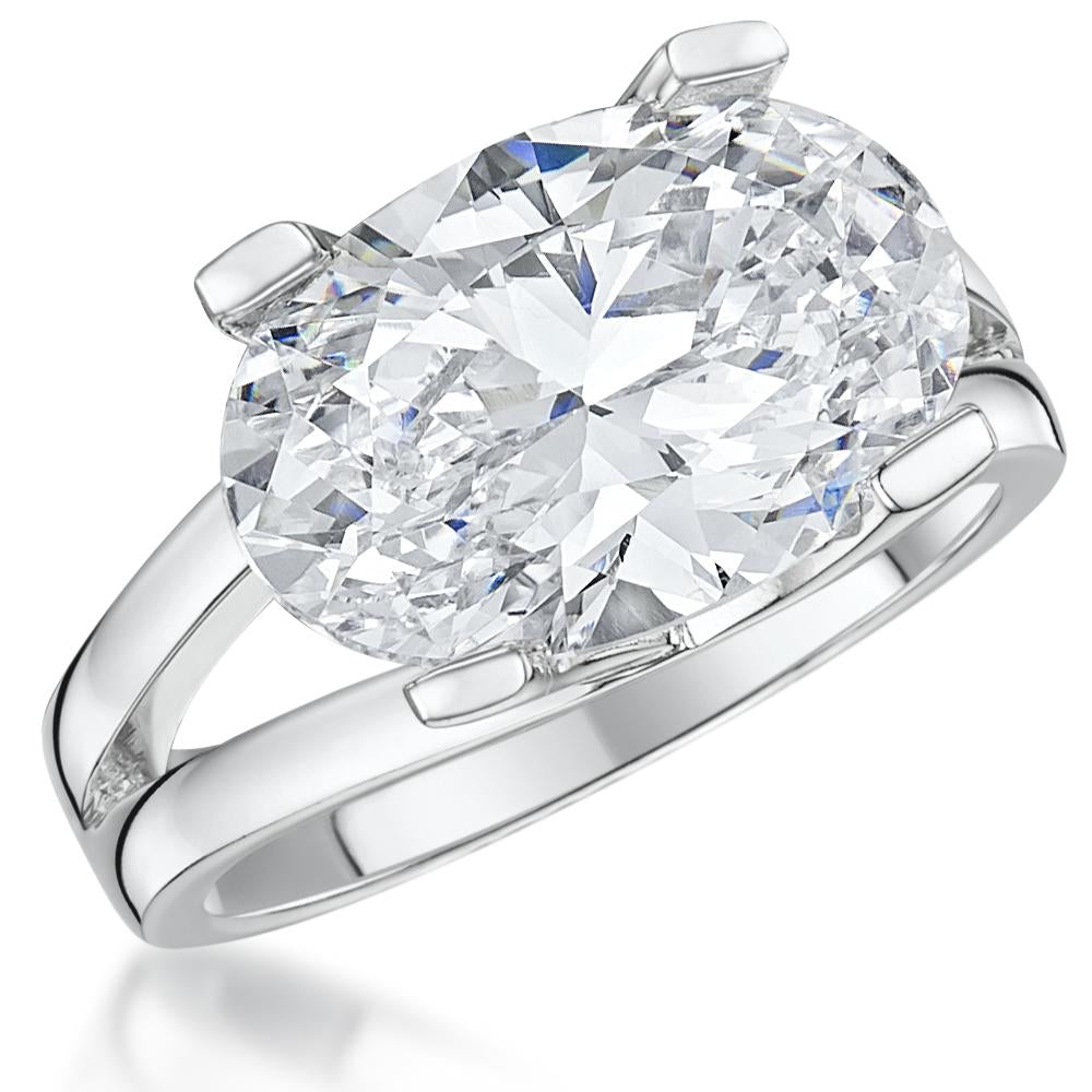 Sterling Silver  Oval Solitaire Ring - JOOLS By Jenny Brown