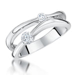 Load image into Gallery viewer, Sterling Silver  Ring  Set With Two Alternate Size Round Cubic Zirconia StonesRings - JOOLS By Jenny Brown
