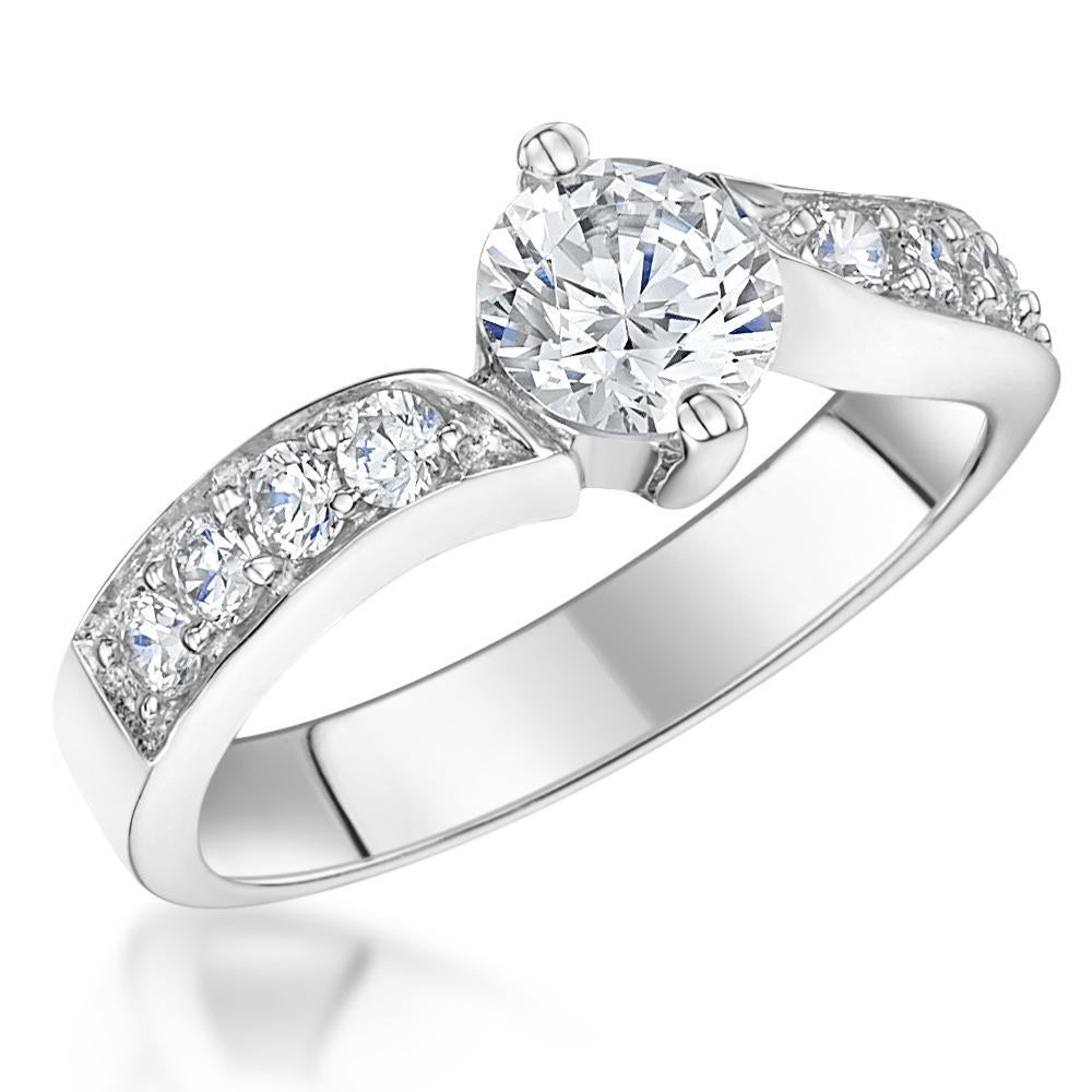 Sterling Silver Solitaire Ring Set a 1 Carat Centre Stone With Stone Set Shoulders - JOOLS By Jenny Brown