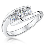 Load image into Gallery viewer, Sterling Silver Ring  Band Set With Three Round  Quarter Carat Brilliant Cubic Zirconia Stones - JOOLS By Jenny Brown
