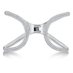 Load image into Gallery viewer, Sterling Silver Open Curve Hinged  Bangle  Set With Cubic Zirconia StonesBracelets - JOOLS By Jenny Brown
