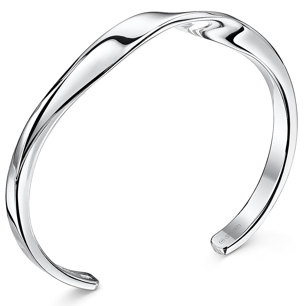 Sterling Silver Plain Twisted Cuff Bangle