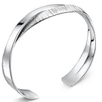 Load image into Gallery viewer, Sterling Silver Overlapping Bangle Half Plain Silver Half Cubic Zirconia Stone Set Cuff Bangle - JOOLS By Jenny Brown
