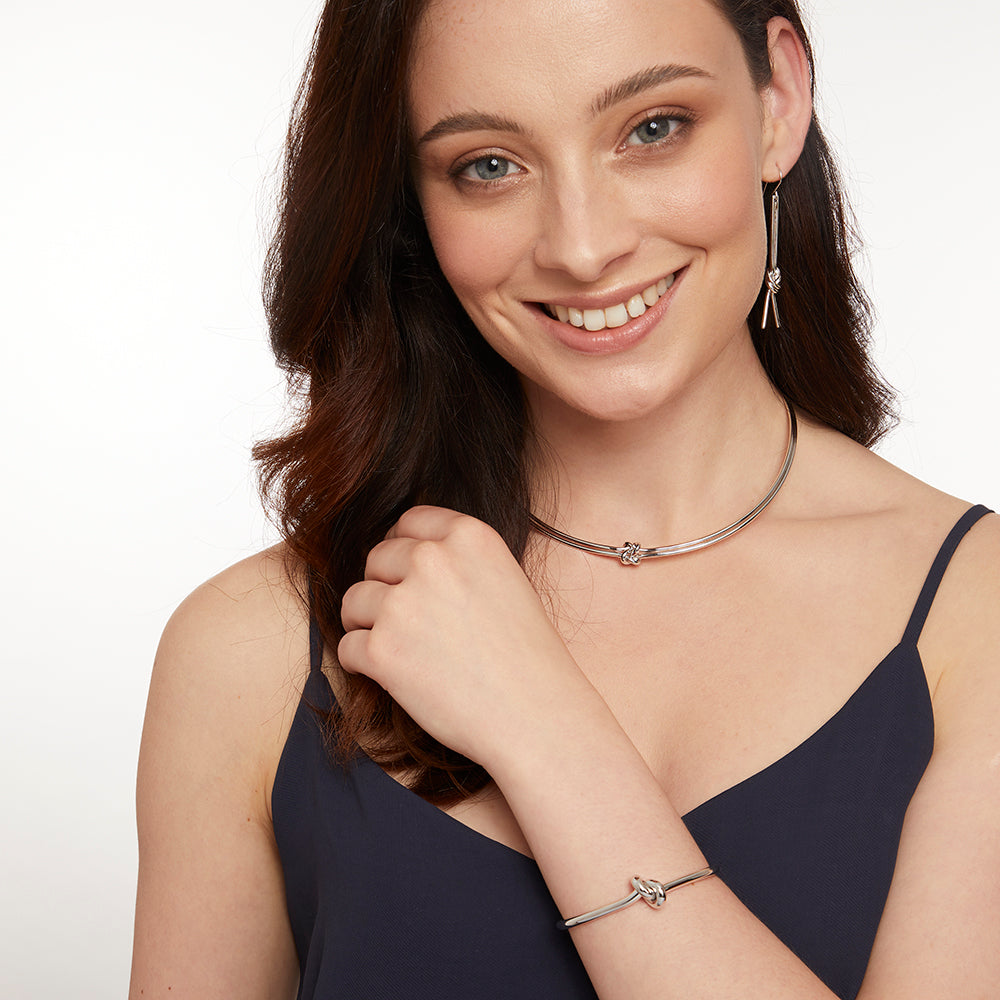 Sterling Silver Single Knot Cuff Bangle - JOOLS By Jenny Brown