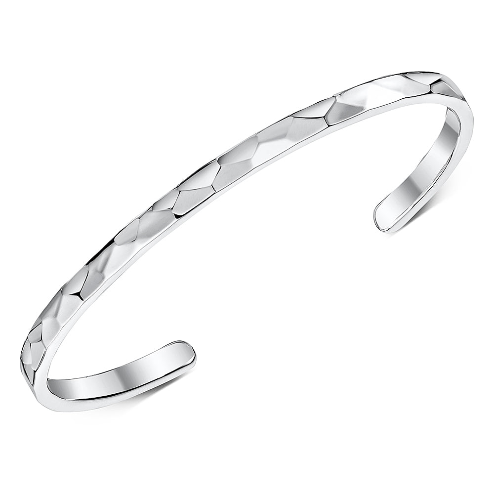 Sterling Silver Faceted Cuff Bangle - JOOLS By Jenny Brown