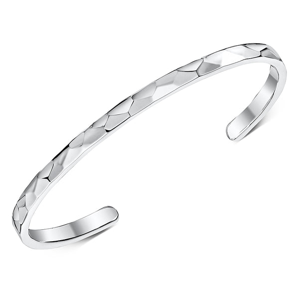Sterling Silver Faceted Cuff Bangle - JOOLS By Jenny Brown