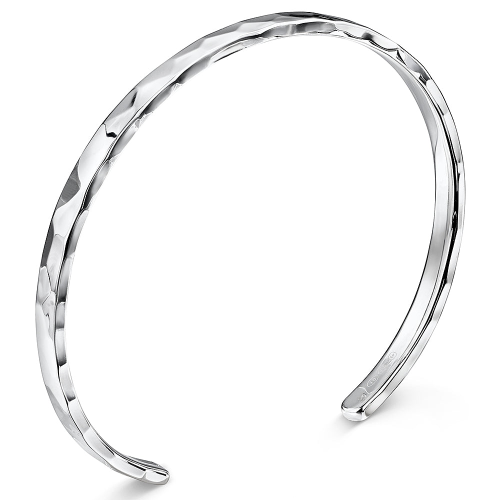 Sterling Silver Faceted Cuff Bangle - JOOLS By Jenny Brown