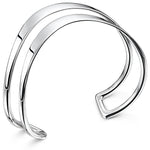 Load image into Gallery viewer, Sterling Silver Double Split Wave Style Bangle - JOOLS By Jenny Brown
