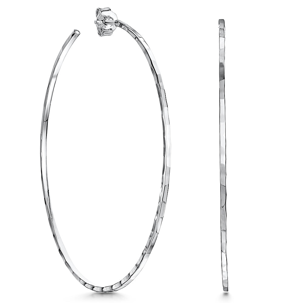 Sterling Silver Faceted  Large Hoop Earrings - JOOLS By Jenny Brown