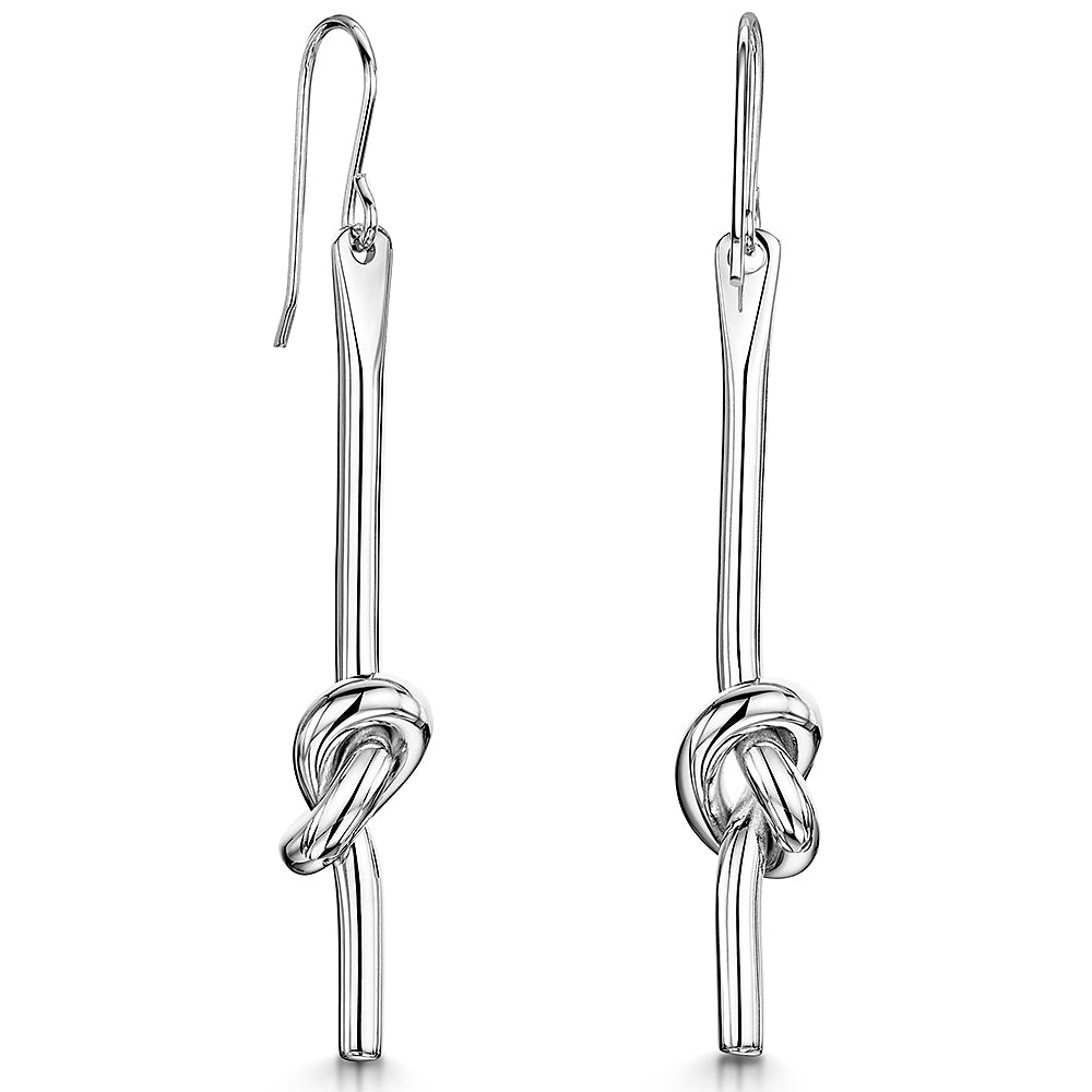 Sterling Silver Single Knot  Drop Earrings - JOOLS By Jenny Brown