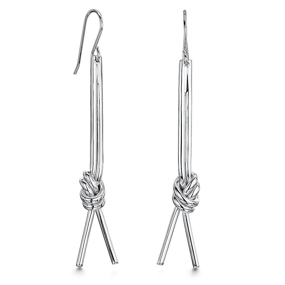 Sterling Silver Double Knot Drop Earrings - JOOLS By Jenny Brown