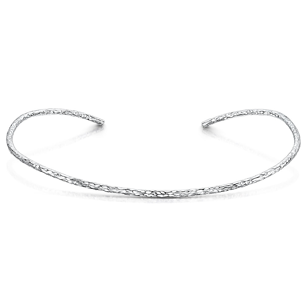 Woven Siiver Textured Choker Necklace