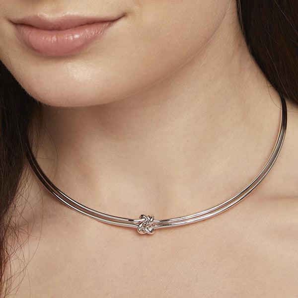 Sterling Silver Single Knot Choker Necklace - JOOLS By Jenny Brown