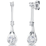 Load image into Gallery viewer, Sterling Silver Elongated Tear Drop Earring Set With 3 Cubic Zirconias JOOLS by Jenny Brown
