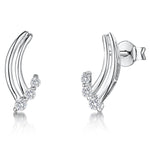 Load image into Gallery viewer, Sterling Silver Three Stone Curved Earrings- JOOLS By Jenny Brown
