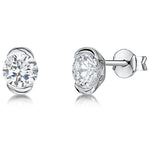 Load image into Gallery viewer, Sterling Silver Earrings In An Oval SettingEarrings - JOOLS By Jenny Brown
