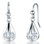 Load image into Gallery viewer, Sterling Silver 'Cage' Style Drop Earring With Outward Facing Cubic Zirconias JOOLS by Jenny Brown
