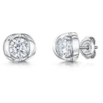 Load image into Gallery viewer, Sterling Silver Stud Earrings With Cubic Zirconias In A Split Setting JOOLS by Jenny Brown
