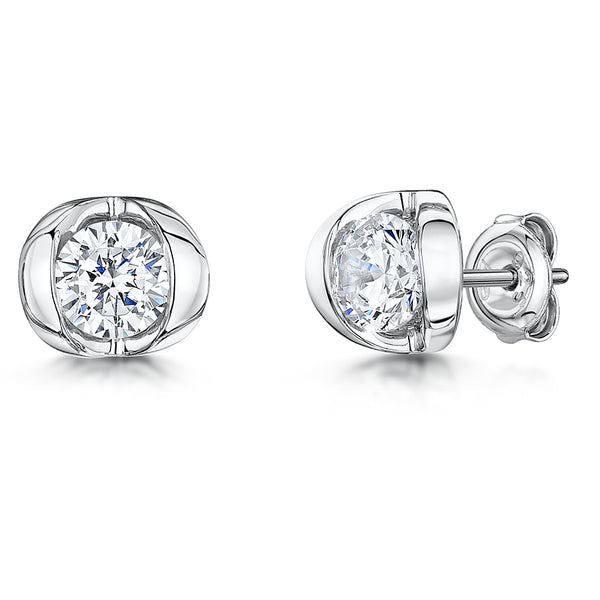 Sterling Silver Stud Earrings With Cubic Zirconias In A Split Setting JOOLS by Jenny Brown