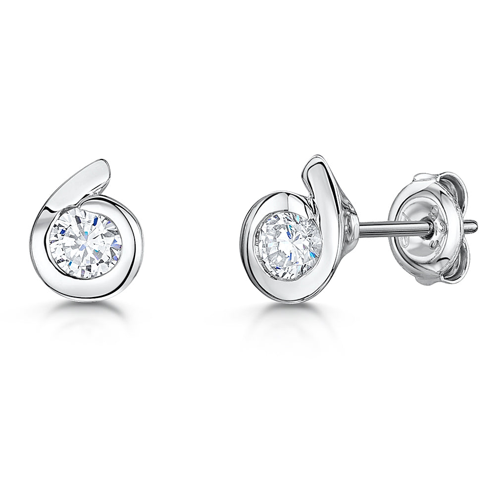 Sterling Silver '6' Stud Earrings With Cubic Zirconias JOOLS by Jenny Brown