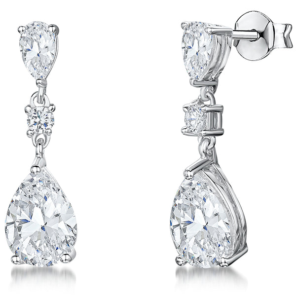 Sterling Silver Drop Earring Featuring Teardrop Cubic Zirconia Bale & Drop JOOLS by Jenny Brown