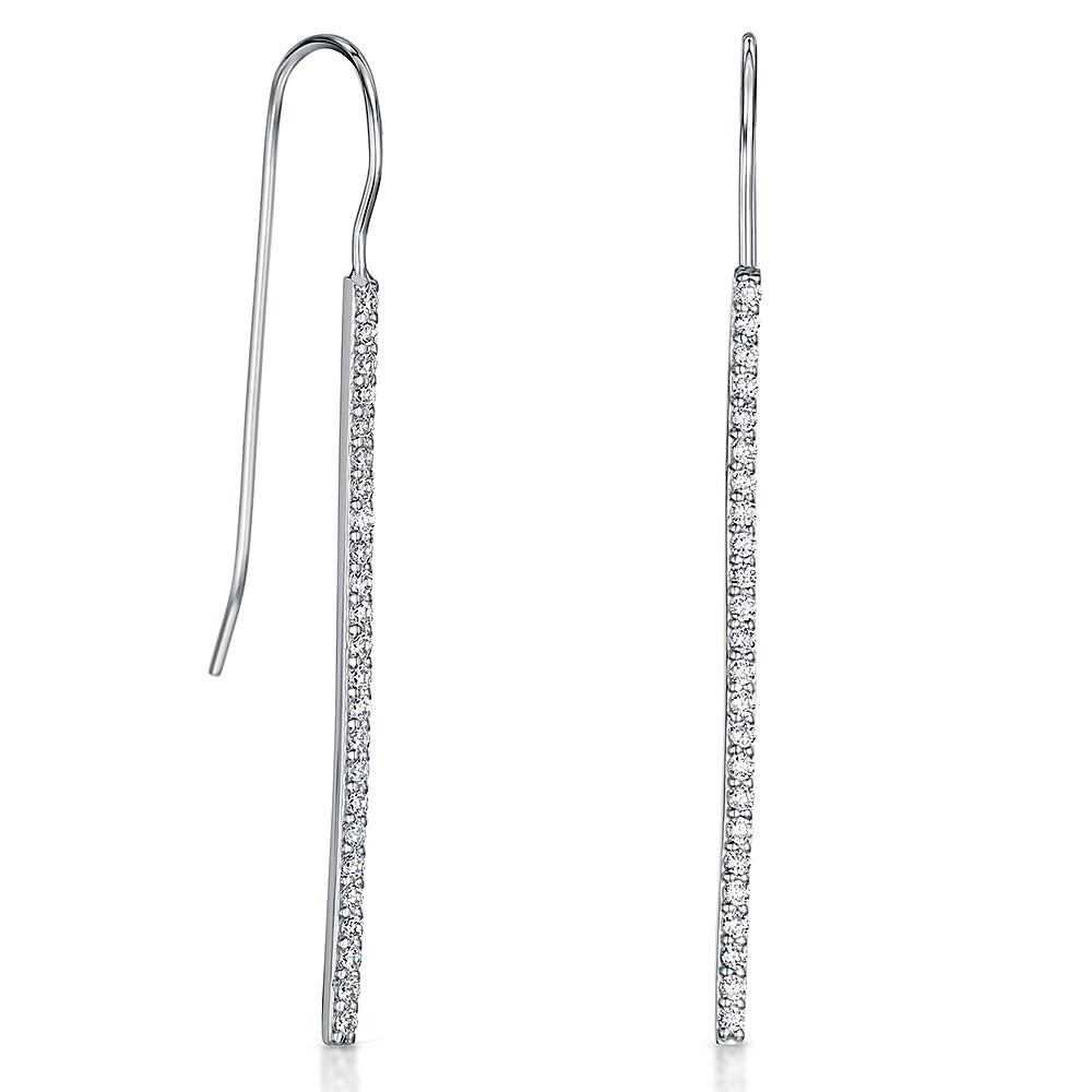 Sterling Silver Fish Hook Earring With Cubic Zirconia Set Rigid Drop JOOLS by Jenny Brown