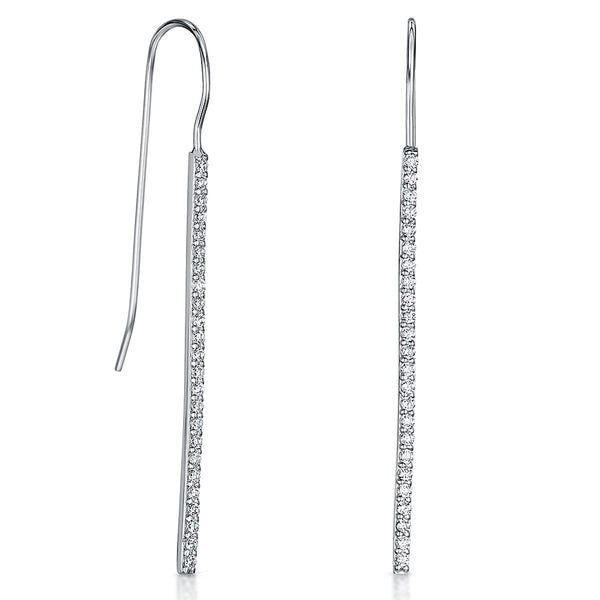 Sterling Silver Fish Hook Earring With Cubic Zirconia Set Rigid Drop JOOLS by Jenny Brown