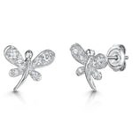 Load image into Gallery viewer, Sterling Silver Dragonfly Earrings - Set With Cubic Zirconia StonesEarrings - JOOLS By Jenny Brown
