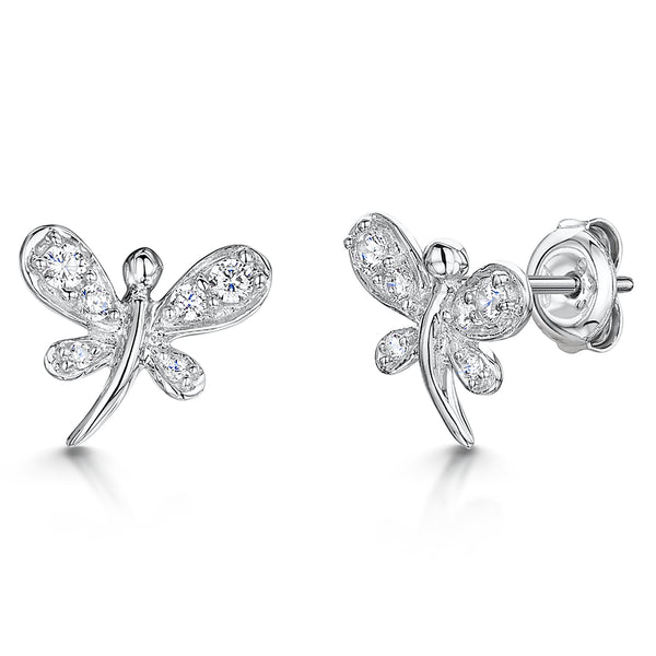 Sterling Silver Dragonfly Earrings - Set With Cubic Zirconia StonesEarrings - JOOLS By Jenny Brown