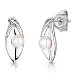 Load image into Gallery viewer, Sterling Silver And Pearl Earrings Marquise Shape Earrings - JOOLS By Jenny Brown
