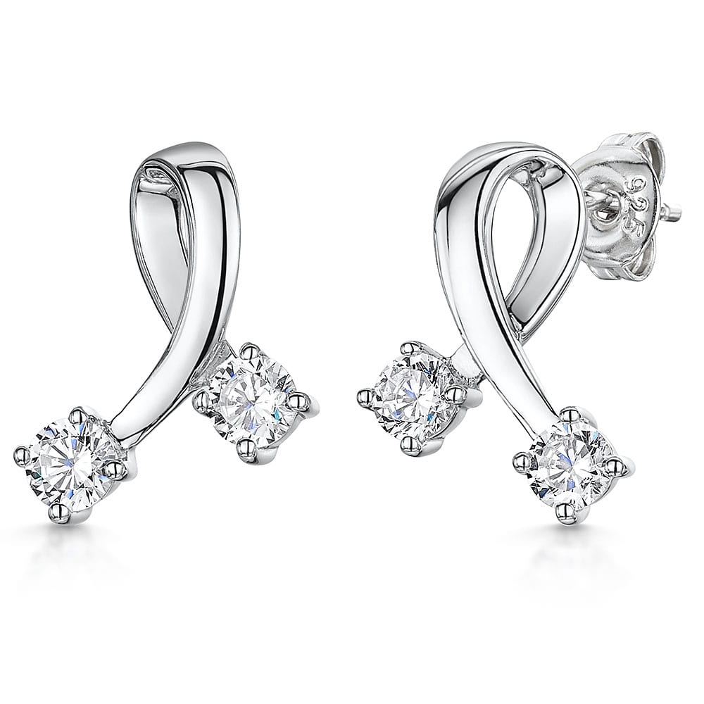 Sterling Silver 'Kiss' Earring With Cubic Zirconias JOOLS by Jenny Brown